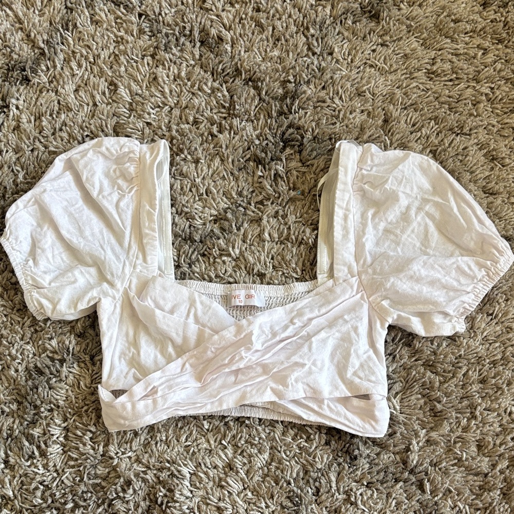 Trendy Boutique White Puff Sleeve Blouse